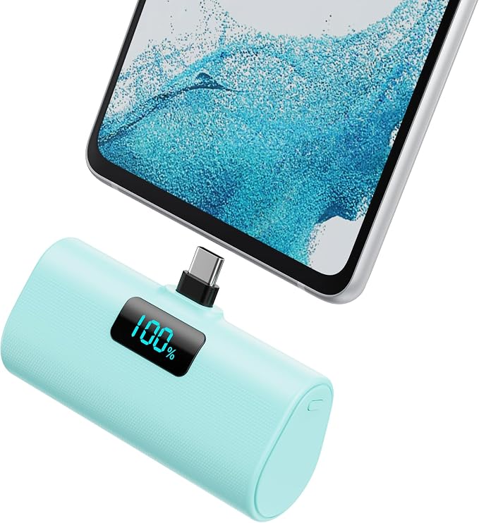Mini Portable Charger USB C Power Bank,Upgraded 5500mAh PD Fast Charging Battery Pack Built-in USB-C Connector Travel Essential for iPhone17/17Pro/17Pro Max/Air/16 Plus/16Pro Max/15 Series (Green) by HETP