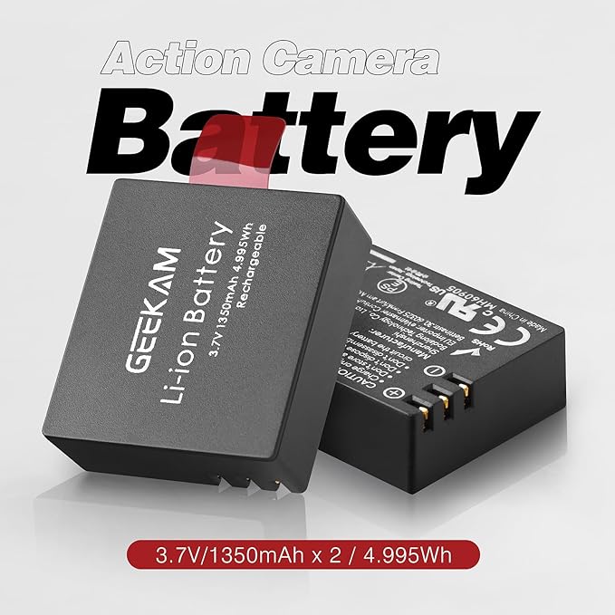 Action Camera Battery Pack, 1350mAh Rechargeable Battery - Image 4