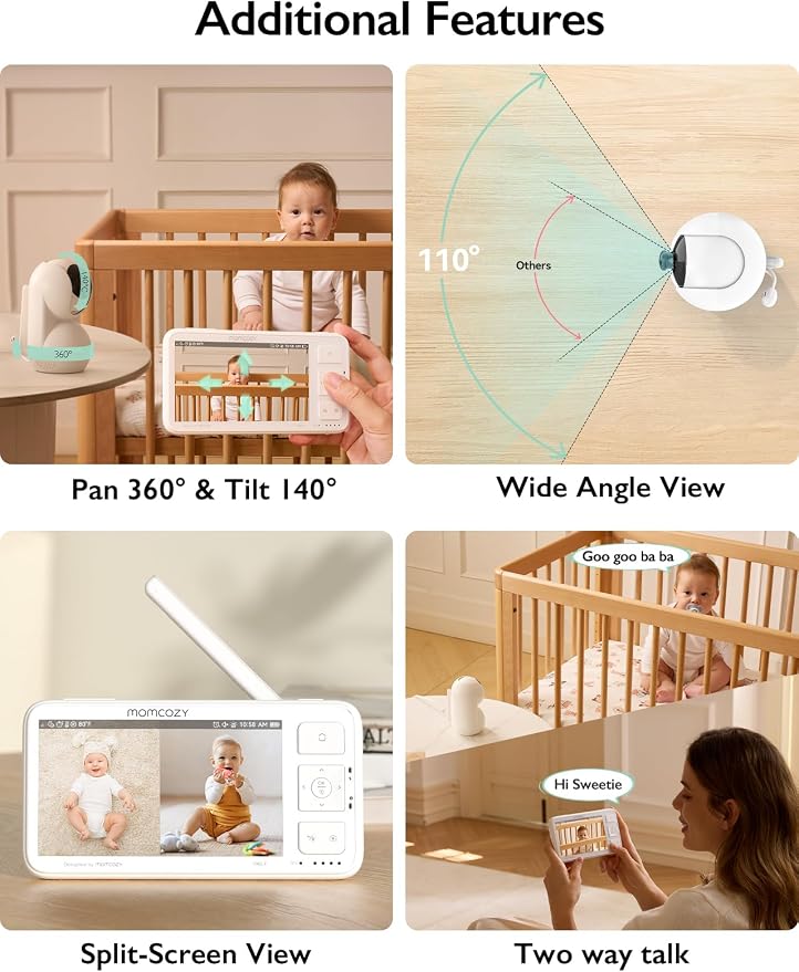 Momcozy Baby Monitor with 2 Cameras 5.5" 1080P Full HD Split Screen Video Baby - Image 8