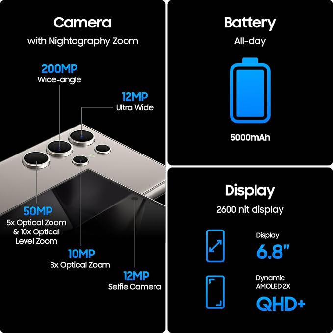 Samsung Galaxy S24 Ultra 5G, US Version, Titanium Black - Image 6