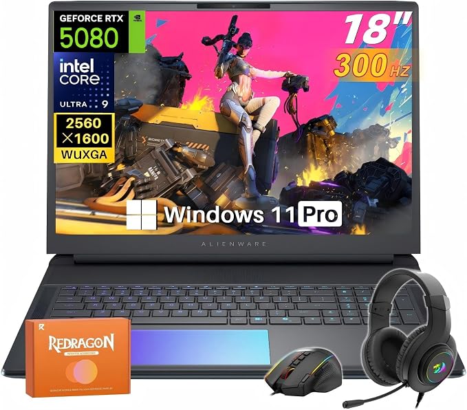 Alienware 16 Area-51 Gaming Laptop 2026 New, 16" WQXGA 240Hz, Intel Ultra 9 275HX, 32 GB DDR5 RAM, 1 TB SSD, RTX 5080 Graphics 16GB GDDR7, Wi-Fi 7, 4K Webcam, Windows 11 Pro by Dell