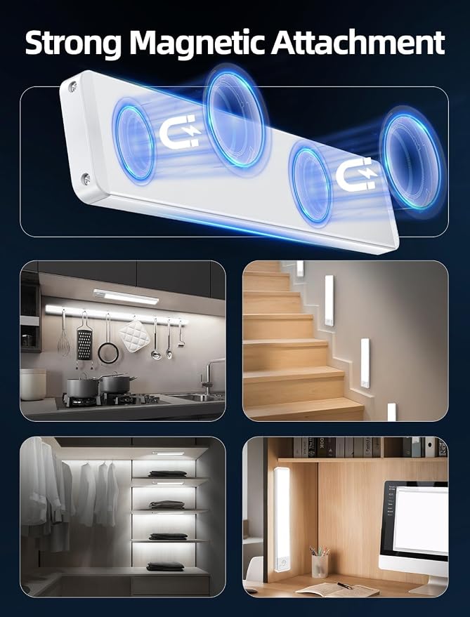 Under Cabinet Lighting: 10 Inch 3-Color Dimmable Rechargeable Motion Sensor - Image 8