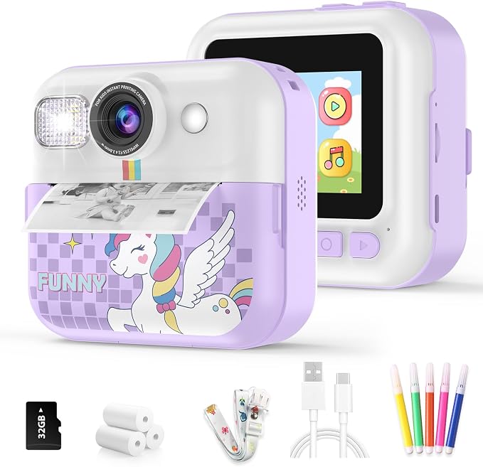 Kids Instant Print Camera, 1080P Children Printable Cameras Christmas Birthday by BOFIDAR