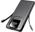 Portable Charger Power Bank with Built-in Type C Cables, 22.5W Fast Charging 10000mAh Phone Charger, Travel Battery Pack Slim Battery Bank with LED Display for iPhone, Android & USB-C (Black) by Crazywhale