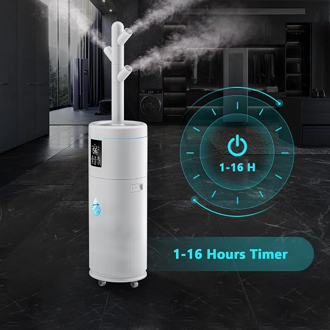 17L/4.5Gal Ultra Large Humidifiers for Bedroom 2000 sq ft, Quiet Humidifiers for Large Room, Tower Humidifier with 4 Mist Mode & Extension Tube for Home School Office Commercial Greenhouse Plants - Image 9