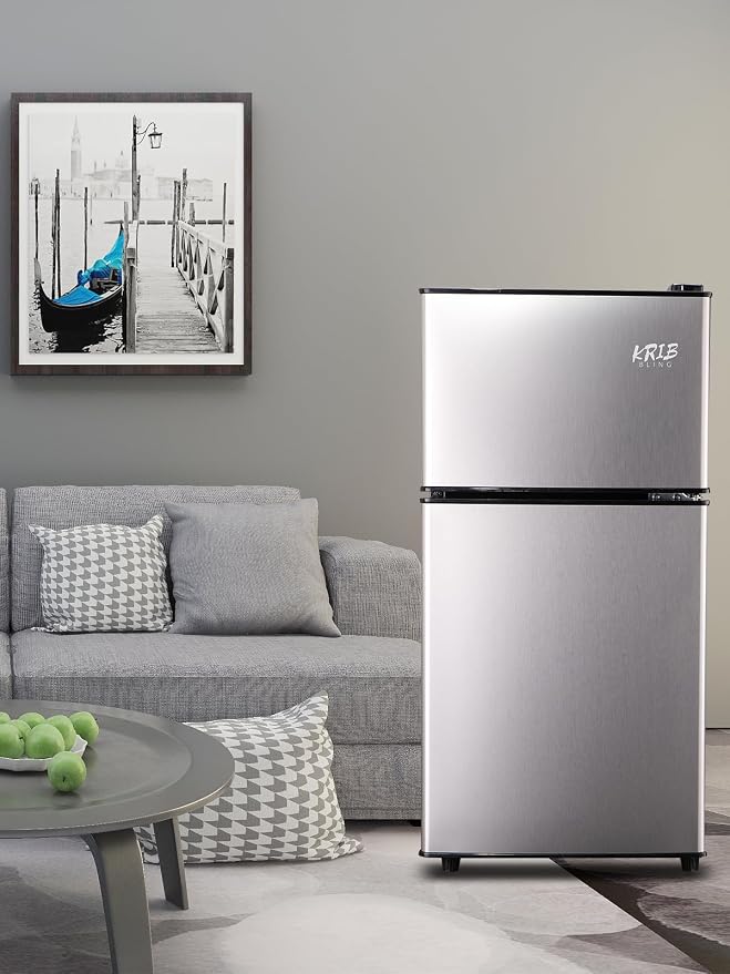Mini Fridge with Freezer on Top, 3.5 Cu.Ft Compact Refrigerator with 7 Levels Adjustable Thermostat, Small Refrigerator for Dorm, Office, Apartment, Silver - Image 8