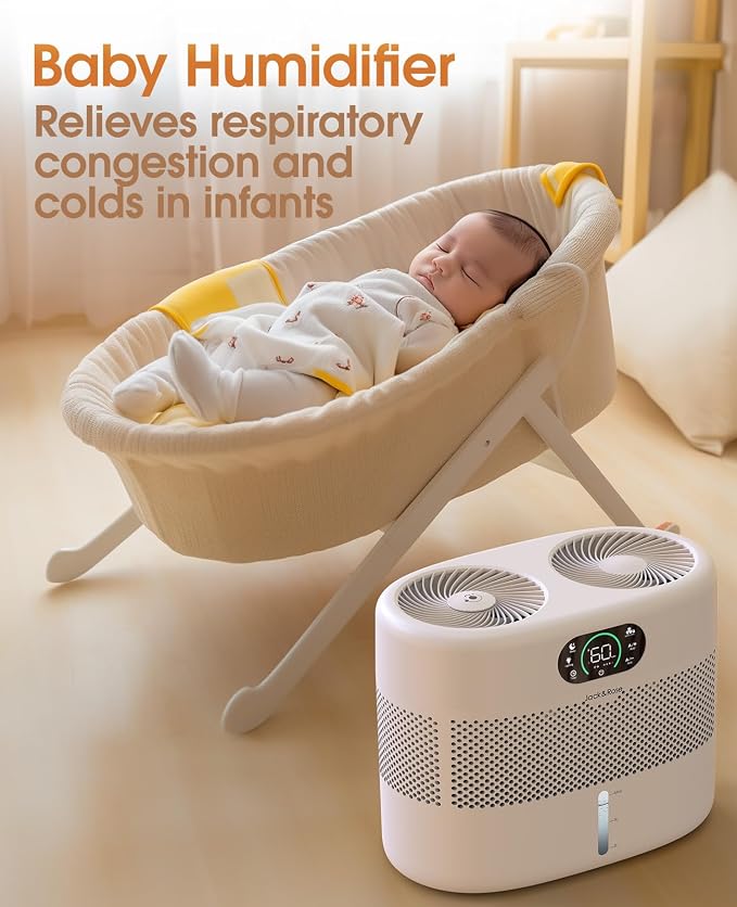 Reuseable Wick Evaporative Humidifier for Bedroom Quiet Healthy Baby Humidifier, No White Dust, Evaporative Humidifier Large Room 800ml/h 3 Speeds, 2 - Image 3