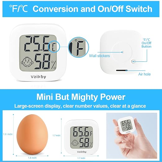 Vaikby Indoor Thermometer 4Pack, Humidity Gauge Meter Digital Hygrometer Room - Image 2