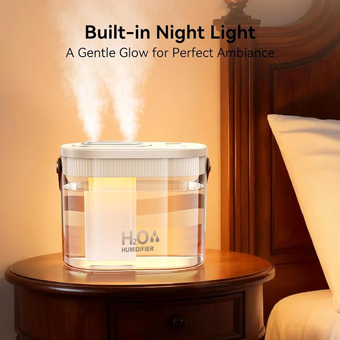 DIGIX Rechargeable Portable Humidifier-Smart Display,Night Light,Easy Clean,1.4L Small Humidifiers for Bedroom Baby, Personal Mini Humidifier for Travel Home Plants,3 Mist Modes, Auto Shut-Off (White) - Image 7