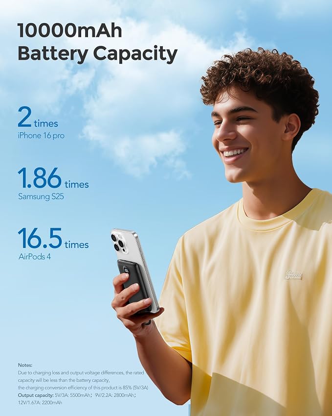 WeeFancy Mini Portable Charger with Built-in Cables 22.5W Fast Charging Power Bank USB-C Small Battery Pack 10000mAh Travel Essential Slim Battery for iPhone 17/16/15/14, Samsung 25/24, and More - Image 5