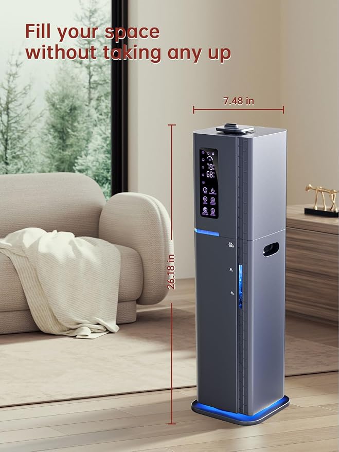 2.64Gal Humidifiers for Bedroom Large Room, Warm and Cool Mist up to 500ft², Ambient Light Top Fill Diffuser, 24H Timer, 3 Mist Modes, 35dB Quiet Humidifier for Home Office Plants - Image 8