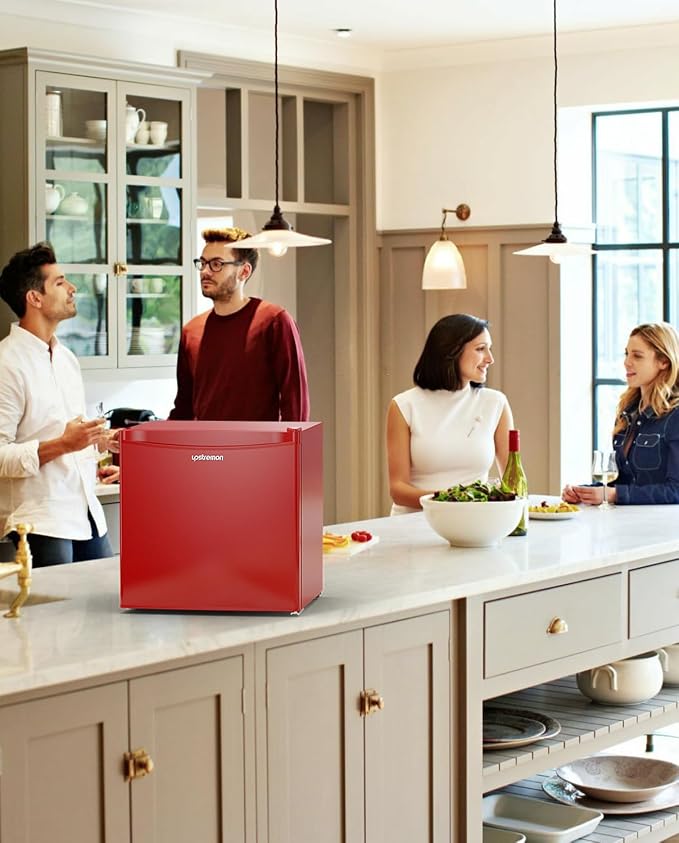Upstreman 1.7 Cu.ft Mini Fridge with Freezer, Red-FR17 | Dorm Essentials, Adjustable Thermostat, Energy Saving, Low Noise, Compact Refrigerator for Dorm, Office, Bedroom - Image 9