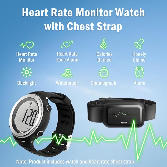 EZON Heart Rate Monitor and Chest Strap, Exercise Heart Rate Monitor, Sports - Image 6