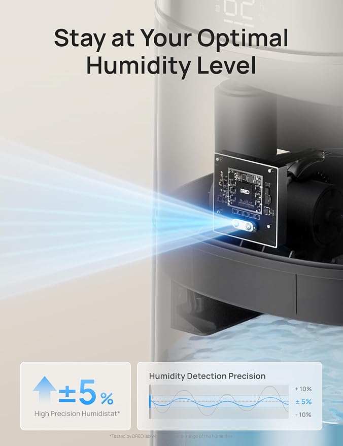 DREO 16L Smart Humidifier Large Room 1000 ft², 130H Cool Mist Air Humidifiers for Bedroom Plants Baby, Top Fill, Remote/Touch/Voice & APP Control, Clean Tank Technology, 30dB, HM755S Grey - Image 4