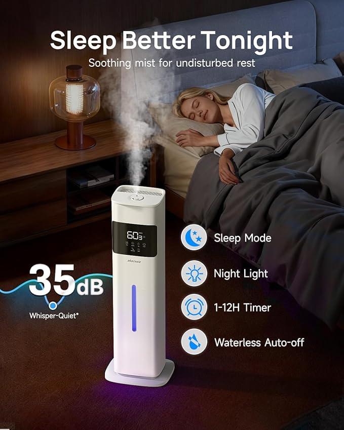 Warm & Cool Mist Humidifiers for Bedroom 500 sq ft, 2.1Gal/8L Top-Fill Humidifier Large Room with Essential Oil Diffuser, Large Room Humidifiers for Home Baby Nursery Office Plants, White - Image 5