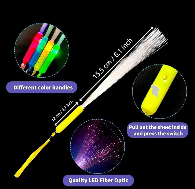 36 Pack Glow Sticks Light Up Fiber Optic Stick Glow Wands Bulk - Image 2