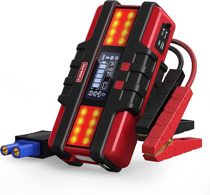 Battery Jumper Starter Portable, 6000A (12V) - Portable Booster Pack with Voltage Detection & Protection for Gas/Diesel (Up to All / 12L) by SAFEMATE