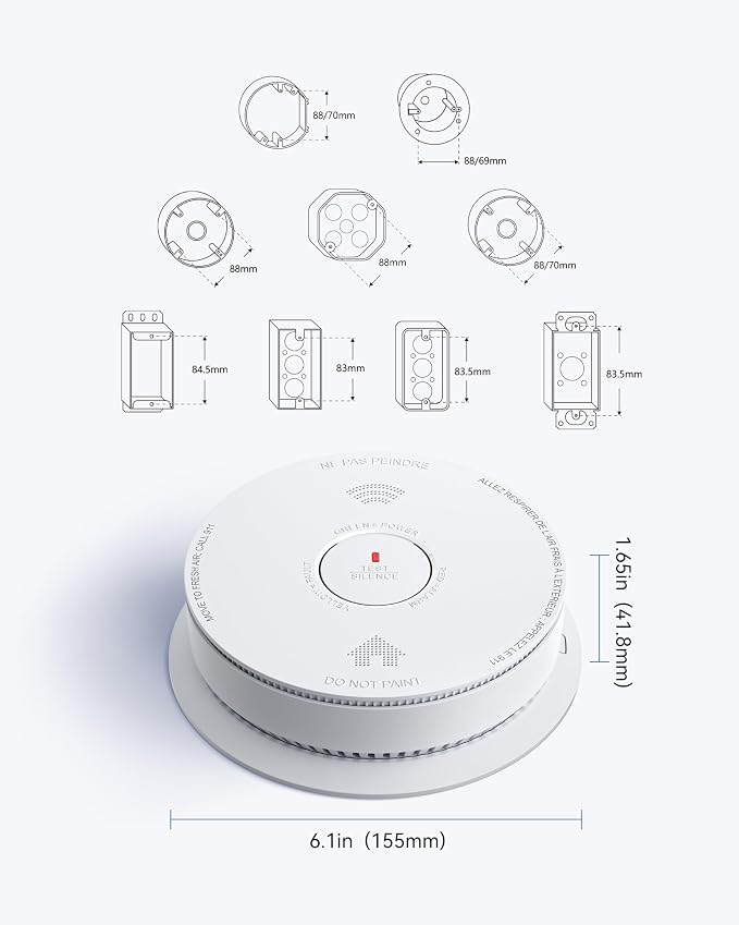 SITERWELL Smoke Detector Combo Smoke & Carbon Monoxide Alarm, 10-Year Battery - Image 8