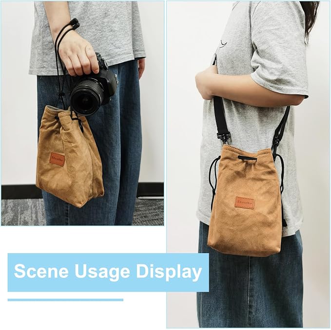 Patikil XL Drawstring Lens Case Flannel Camera Handbag - Image 6