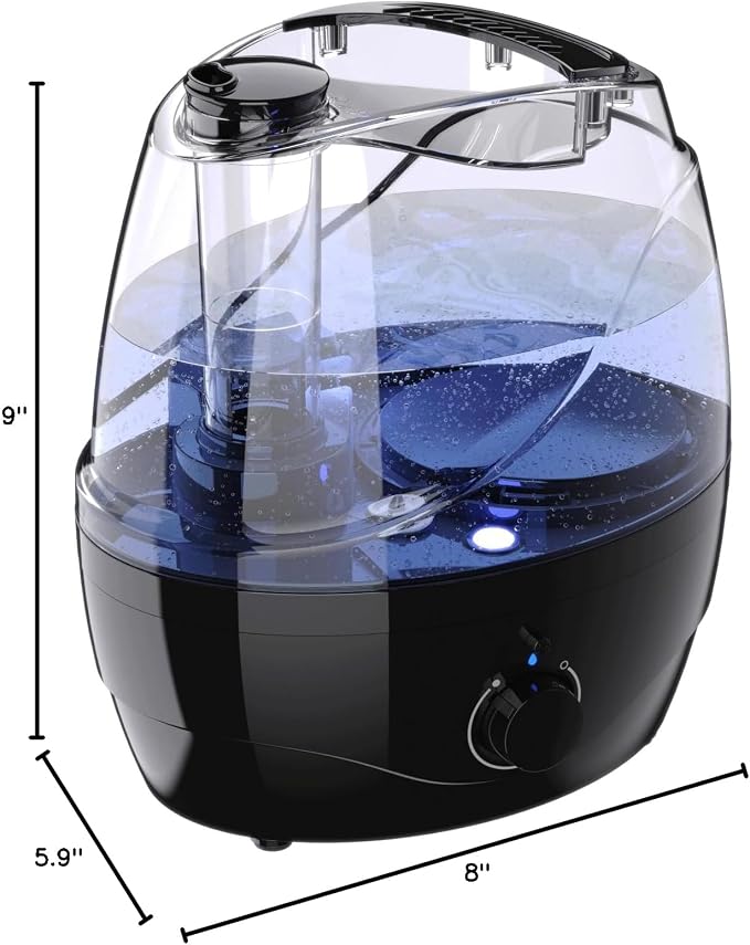 Humidifiers for Bedroom and Large Room, 2.2L Cool Mist Humidifier for Baby, 30 Hours with Whisper-Quiet Operation, Adjustable 360° Rotation Nozzle, Night Light Function, BPA Free - Image 8