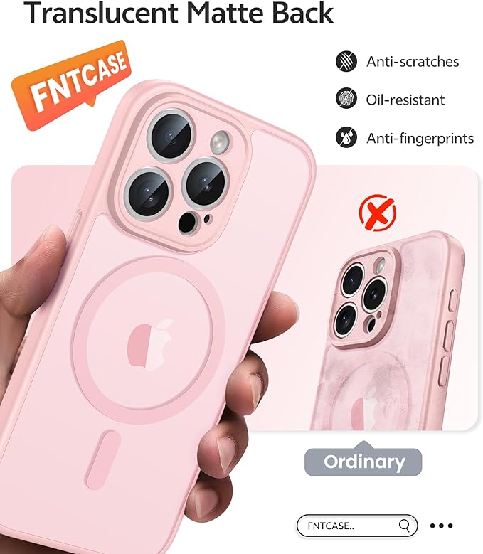 FNTCASE for iPhone 15 Pro Case: Translucent Matte Cases - Image 6