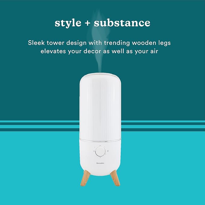 Homedics Ultrasonic Humidifier, Bedrooms and Home Offices, 0.97-Gallon Tank, 45-Hour Runtime, Visible Ultra-Quiet Cool Mist, Aromatherapy, Demineralization Cartridge, Night-Light, Auto-Off, White - Image 5
