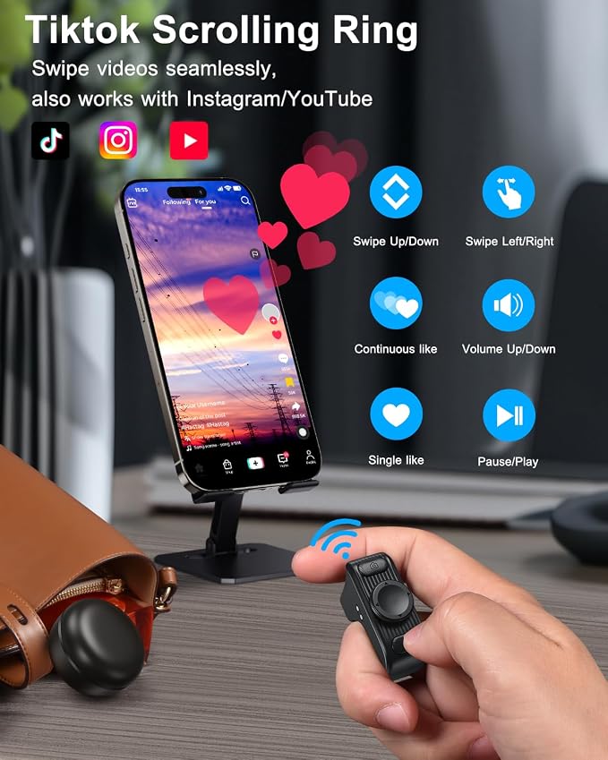 TikTok Scrolling Ring Remote Control, Camera Shutter Remote, Wireless Bluetooth - Image 3