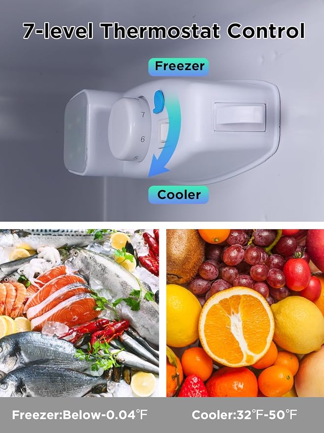 F.W.WOOLWORTHS 3.5 Cu.Ft Refrigerator with Freezer | Compact Fridge with 2 Doors for Office, Kitchen, Dorm and Bedroom, 7 Level Temp Adjustable Thermostat, Silver - Image 7