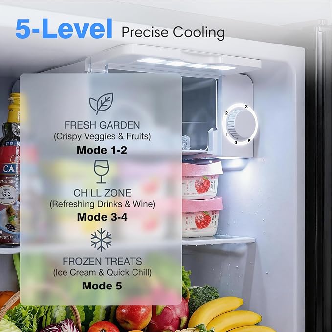 OSTBA 1.7 Cu.ft Mini Fridge with Freezer, Small Refrigerator, Silver | Compact Refrigerator with Adjustable Thermostat, Removable Shelves, Low Noise, Reversible Door for Bedroom Home Dorms Office - Image 2