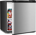 Antarctic Star Compact Refrigerator Mini Fridge with Freezer, Single Reversible Door, Dorm Fridge, Wire Shelf, Defrost Button, for Bedroom, Office, kitchen, 1.7 Cu. Ft, Steel by AntarcticStar