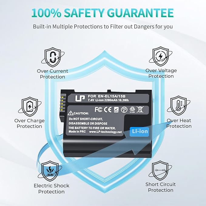LP EN-EL15C Replacement Battery, 2200 mAh EN-EL15a/EN-EL15b Battery Compatible - Image 5