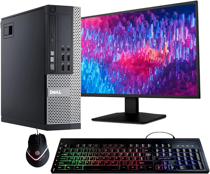 Dell Optiplex 9020 Desktop Computer PC, Intel Quad-Core i5, 500GB HDD Storage, 8GB DDR3 RAM, WiFi, 20 in Monitor, RGB Productivity Bundle, Windows 11 Pro (Renewed) | Desktop Computer PC, i5 up to 3.6GHz, WiFi, ARGB, Windows 11 Pro, Home or Office PC by Amazon+Renewed