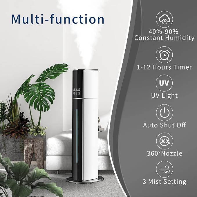 Ultrasonic Cool Mist Humidifier for Large Room Bedroom, Top Fill Humidifier(9L/2.38Gals) for Baby Adults, Smart & Remote Control, Last 60 Hours - Image 3