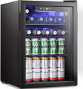 Antarctic Star Beverage Refrigerator Cooler-85 Can Mini Fridge Glass Door for Soda Beer Wine Stainless Steel Glass Door Small Drink Dispenser Digital Display for Home, Office Bar,2.6cu.ft by AntarcticStar