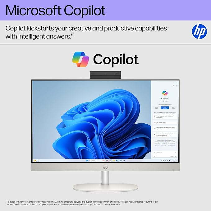 HP 23.8 inch All-in-One Desktop PC, FHD Touchscreen, Intel Core Ultra 5 125U, 8 GB RAM, 512 GB SSD, Intel Graphics, Windows 11 Home, Shell White, 24-cr1170 (2025) - Image 10