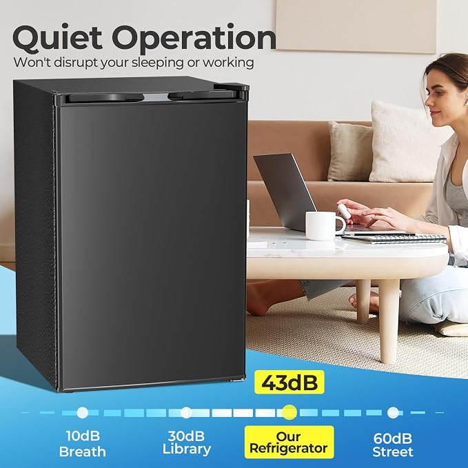 Electactic 4.5 Cu.ft Mini Fridge with Freezer, Compact Refrigerator with Reversible Single Door, Adjustable Thermostat, Low Noise, Energy Efficient for Office, Dorm, Bedroom, Apartment BLACK - Image 6