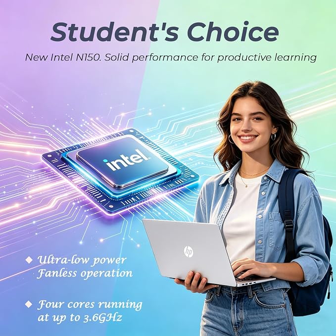 HP 14" Laptop, Intel N150 Processor, 4GB DDR5 RAM, 128GB SSD, Long Battery Life, 1TB Cloud Storage, Windows 11 with Microsoft 365 for Business, Students & Everyday Use - Image 2