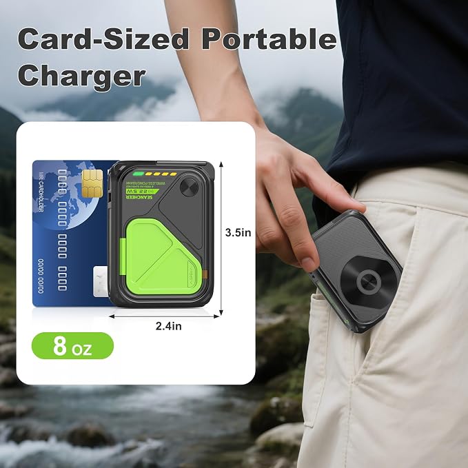 SEANCHEER P05 Portable Charger, Magnetic Power Bank, Small Wireless PowerBank,Emergency Battery Pack 10000mAh Travel Essentials Fast Charging with Built in Cable, Wall Plug for iPhone,Samsung,Andriod - Image 7
