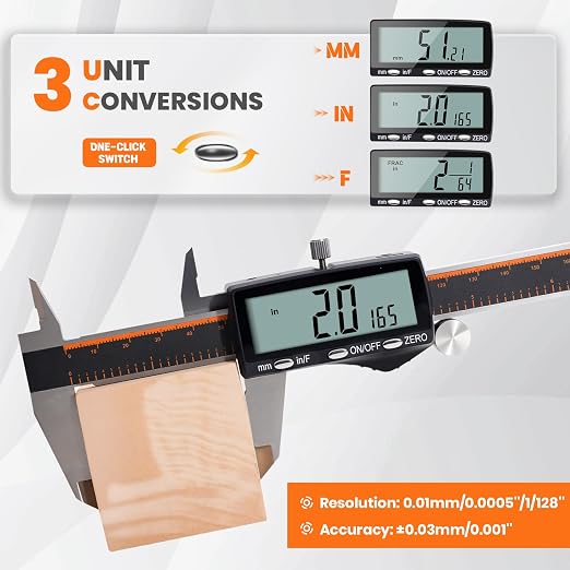 HARDELL Digital Caliper, Rechargeable 0-8 Inch Calipers Measuring Tool - Image 4