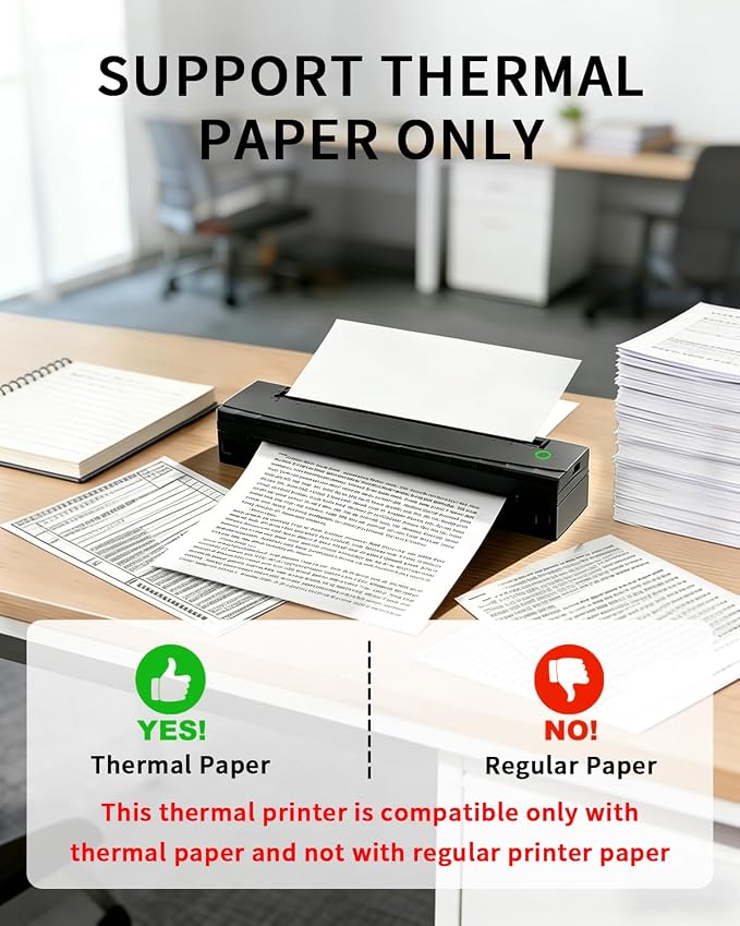 Portable Printer Wireless for Travel, D80 Thermal Printer, Inkless Printers - Image 3