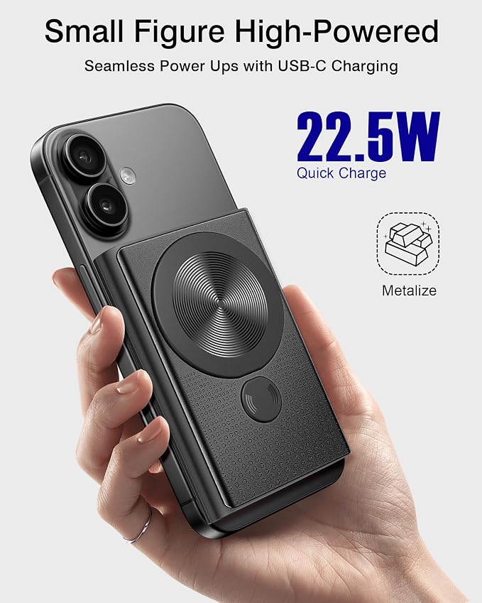 Kesguar Magnetic Portable Charger, 10000mAh 22.5W PD Super Fast Charging Wireless Power Bank. Ultra-Strong Magnet, USB C in&Out Battery Pack for Magsafe, iPhone 17/16/15/13/12 Pro Series - Image 2