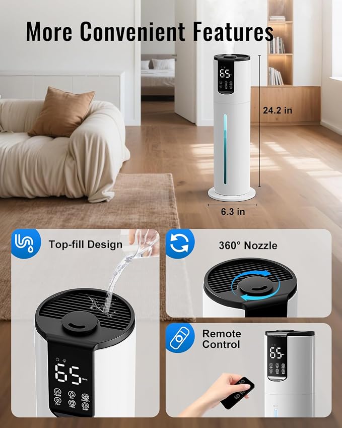 8L Humidifiers for bedroom, Humidifiers large room up to 500 sq ft, Easy to Clean Humidifier with Fully Washable Parts, Ultrasonic Cool Mist Humidifier for Home Plants Baby Nursery Office - Image 8