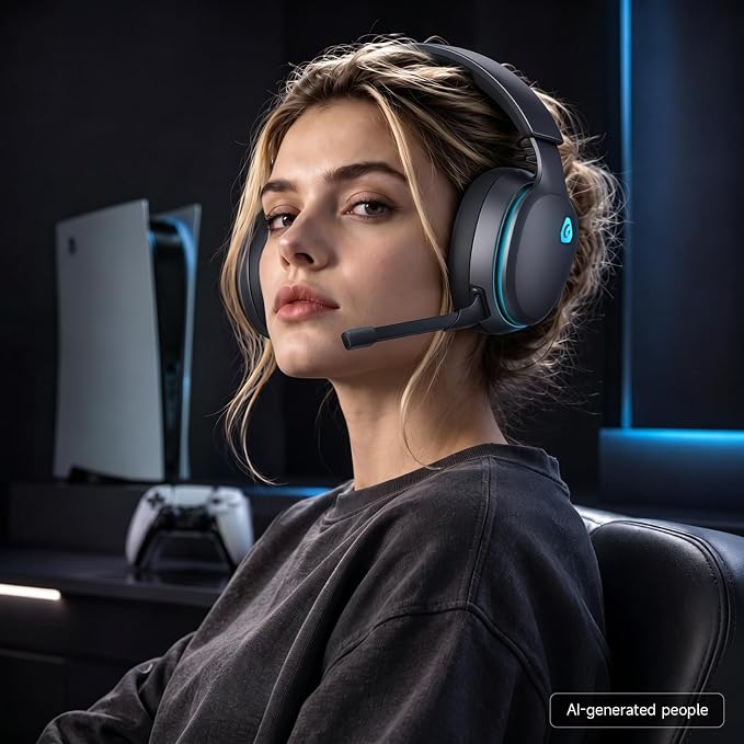 AOC 2.4GHz Wireless Gaming Headset for PS5, PS4, Switch, 45Hr, Space Gray | Bluetooth 6.0 Gaming Headphones with Noise Canceling Mic, 7.1 Virtual Surround, Great for Fortnite & Call of Duty/FPS Gamers - Image 8