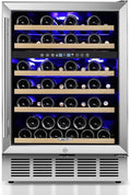 24 Inch Wine Cooler Refrigerator, 52 Bottle Dual Zone Wine Fridge with Stainless Steel Glass Door, Adjustable Shelves, Upgraded Compressor, Built-In Freestanding for Home, Bar, Kitchen by ORYMUSE