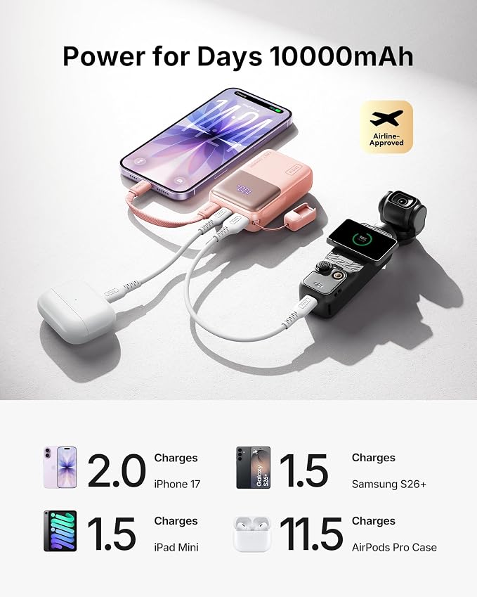 INIU Pocket Size Portable Charger, Ultra Small 10000mAh 45W PD Power Bank, Fast Charging Battery Pack, Travel Essentials Powerbank for iPhone 17 16 Pro Air, Xiaomi 17 Pro Max 16 15 14, Samsung S24 etc - Image 6