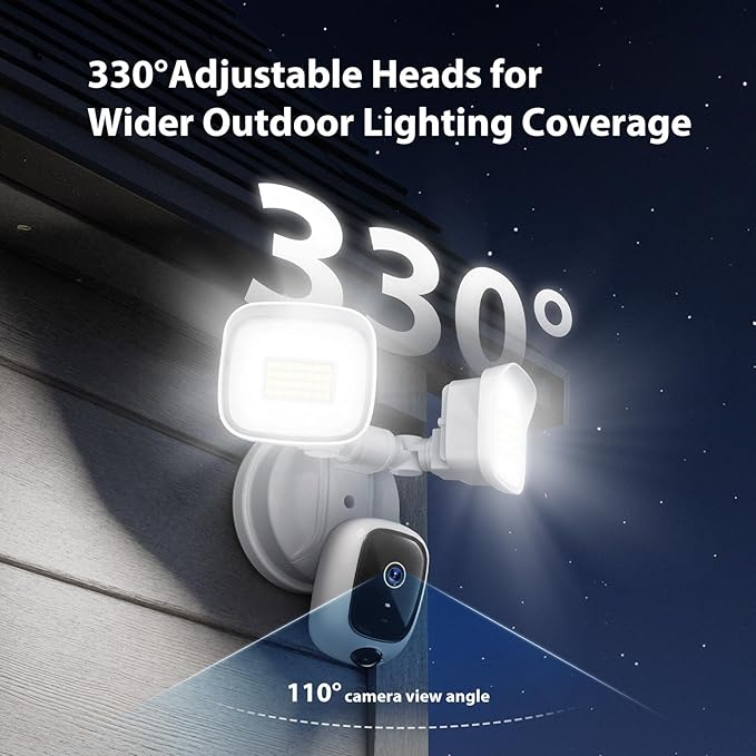 2K Hardwired Flood Light Camera, 3500LM Dual-Head Outdoor Security Camera - Image 4