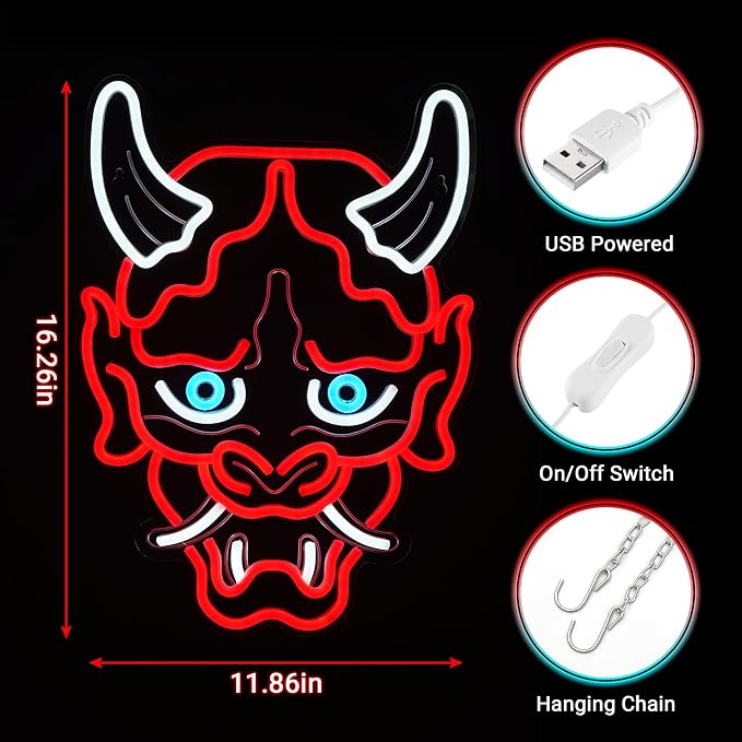 Kavaas Hannya Mask Neon Sign, Anime Japanese Neon Sign - Image 3