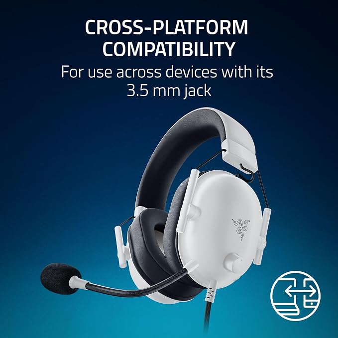 Razer BlackShark V2 X Wired PlayStation Gaming Headset, White | 50mm Drivers, Cardioid Mic, Lightweight, Comfortable Noise Isolating Earcups, For PS5, Xbox Series X, PC, Switch, 3.5 mm Jack - Image 7