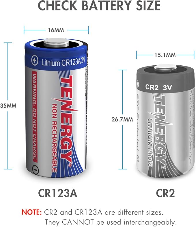 Tenergy 3V CR123A Lithium Battery, High Performance 1500mAh CR123A Cell - Image 2