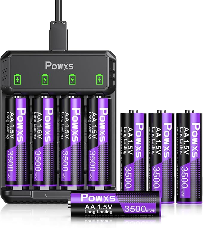 POWXS Rechargeable AA Lithium Batteries 1.5V by POWXS